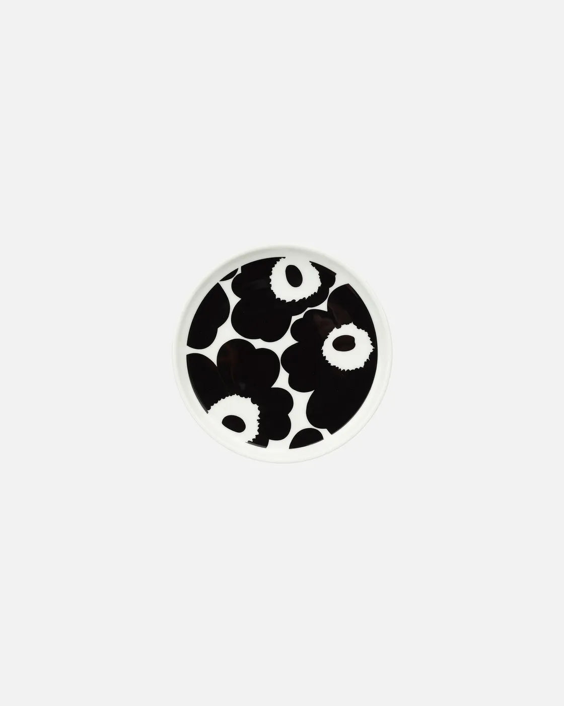 Oiva / Unikko Plate diam 13,5 cm black, white