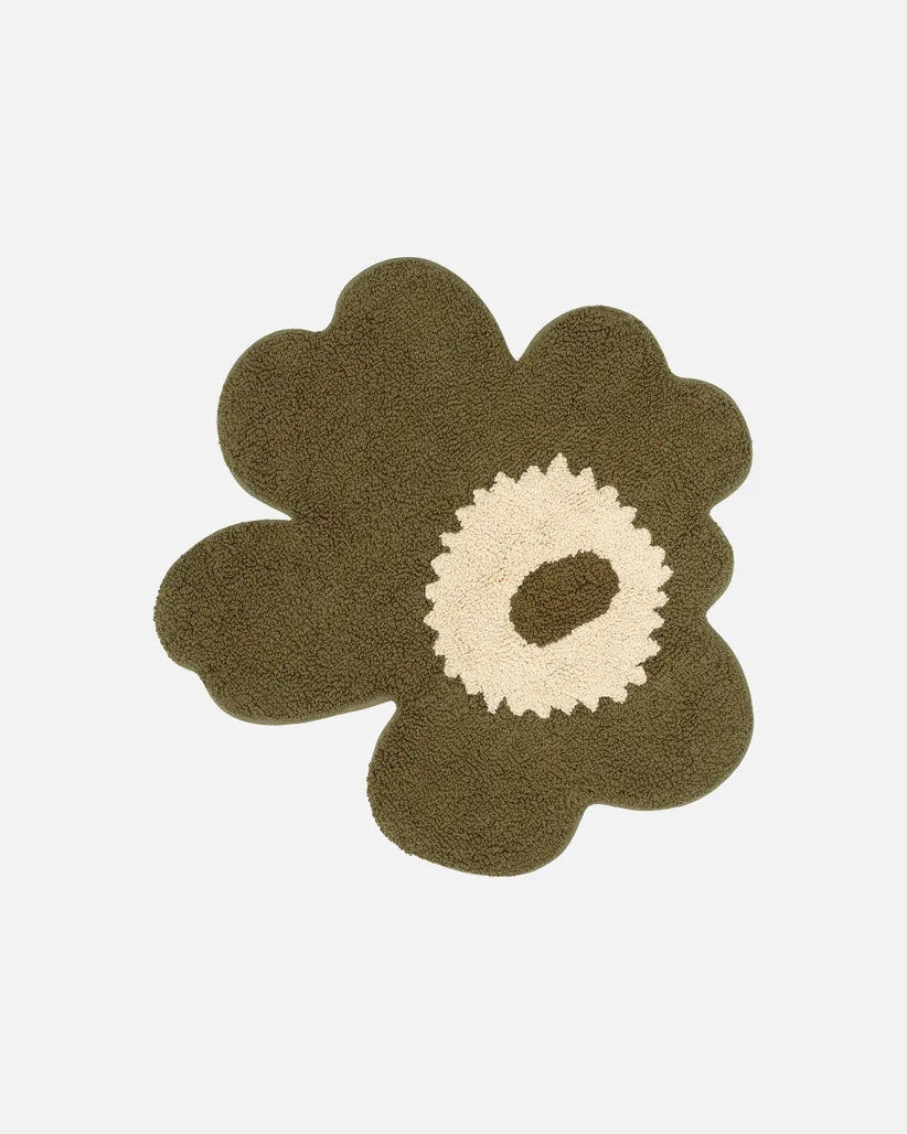 Unikko bath mat 73x74 cm green umber cream