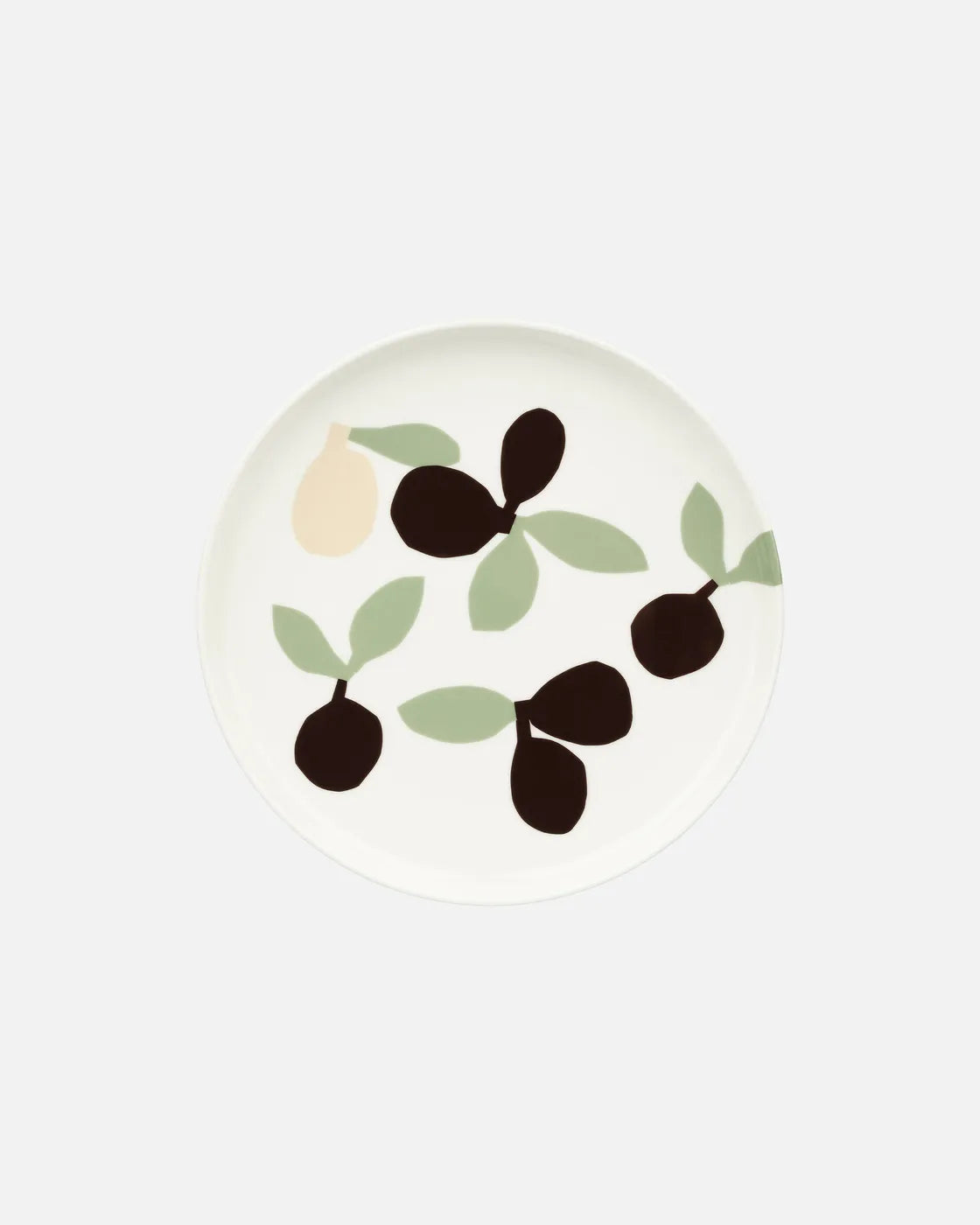 Oiva / Omppo Plate 20 cm white sage black brown linen