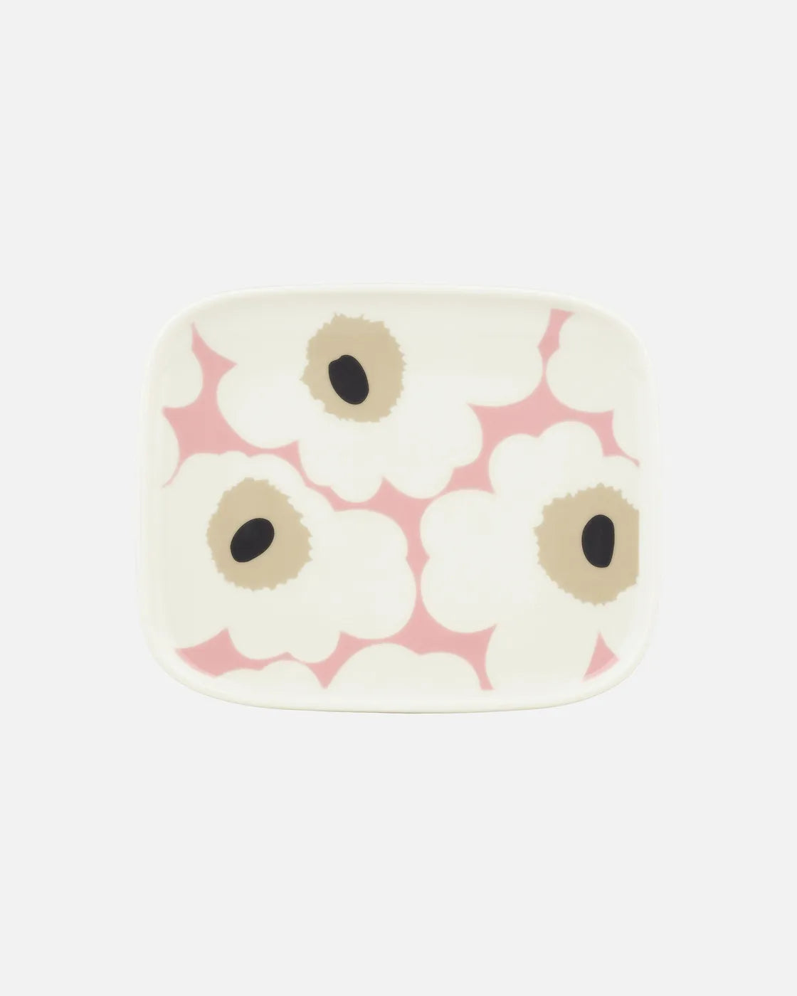 Oiva / Unikko Plate 12x15 cm white pink sand charcoal