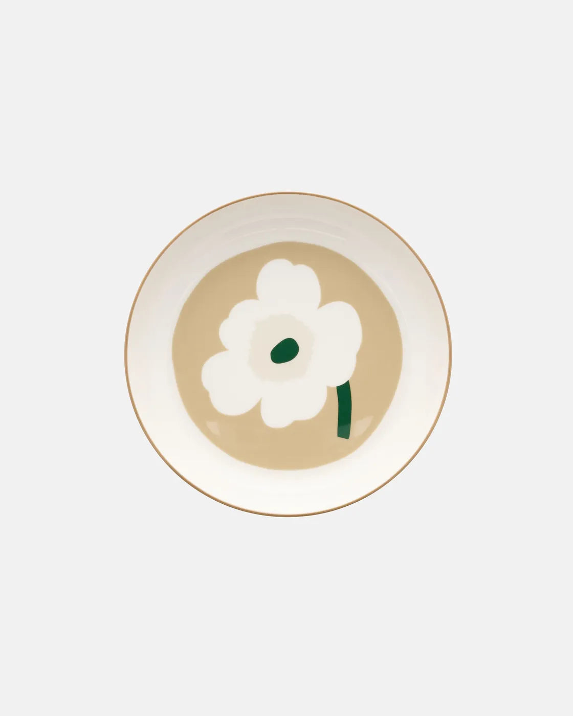 Oiva / Unikko Deep plate 20,5 cm white beige light sand dark green