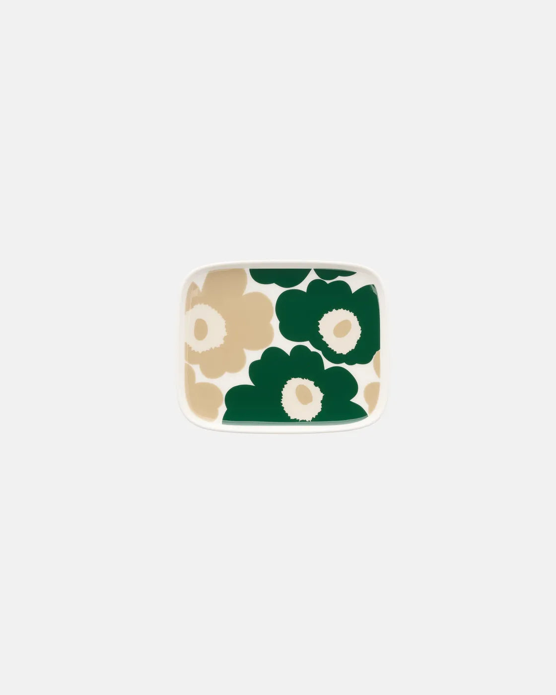 Oiva / Unikko Plate 12x15 cm white beige light sand dark green