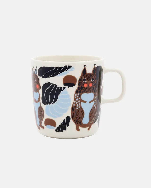 Oiva / Kurre Mug 4 dl white brown black light blue