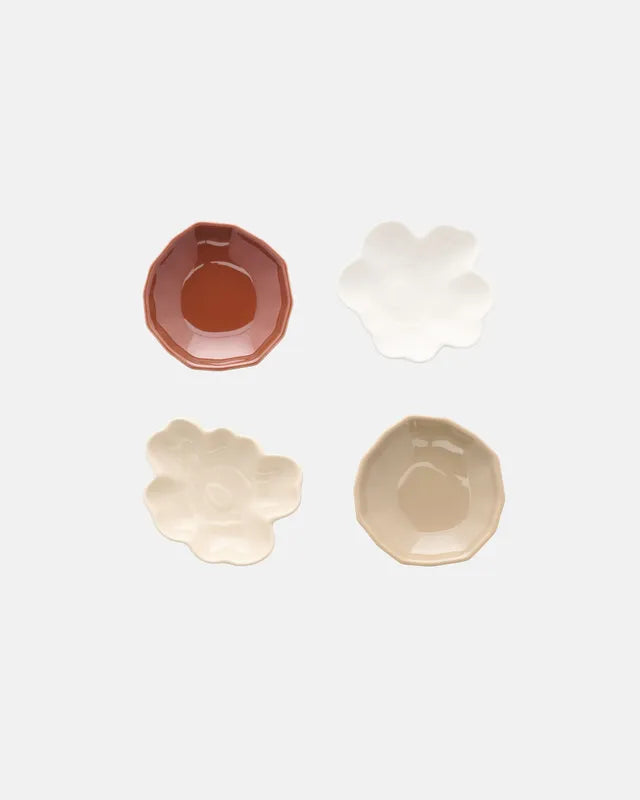 Unikko & Kivet Plate 4 pcs beige chestnut hite light brown
