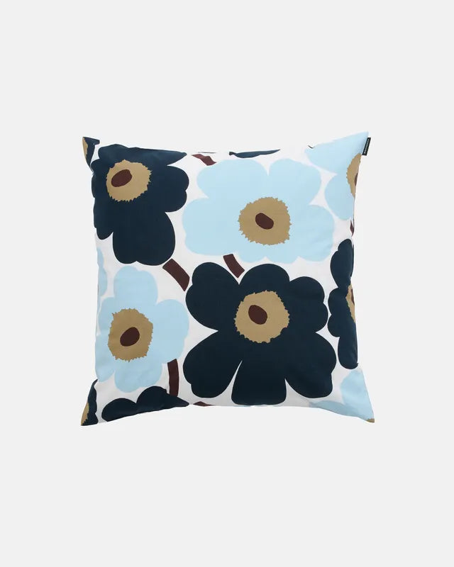 Pieni Unikko Cushion cover 50x50 cm white blueberry colbalt blue dark brown