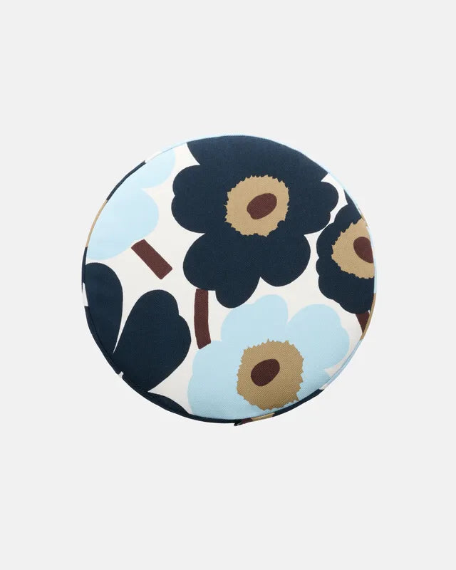 Pieni Unikko Seat cushion white blueberry colbalt blue dark brown