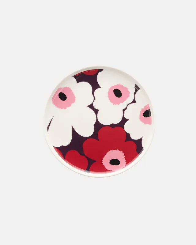 Oiva / Unikko Plate 20 cm white plum cranberry pink