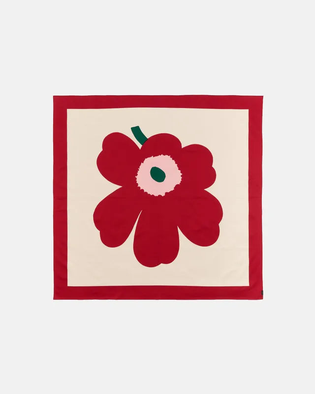 Unikko Tablecloth 140x140 cm off white cranberry rose