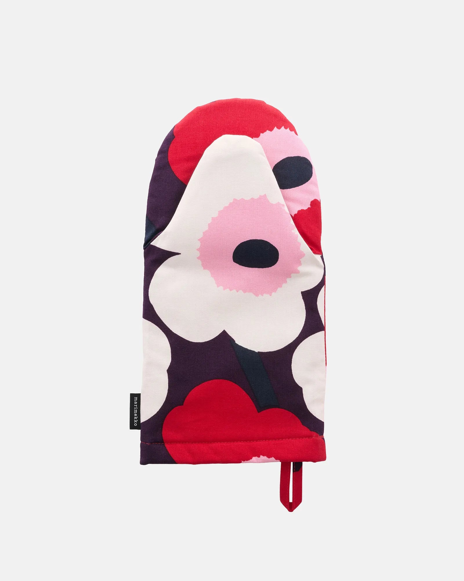 Pieni Unikko Oven mitten plum cranberry off white rose