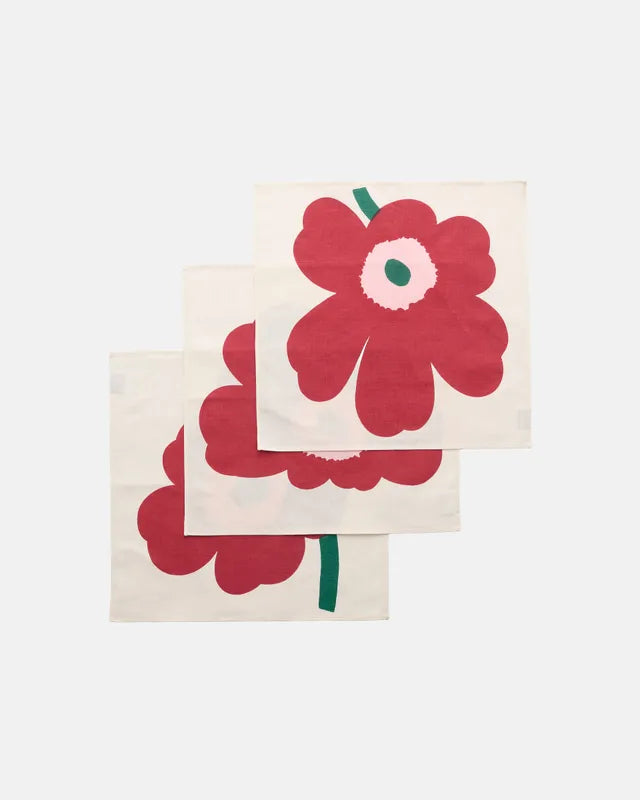 Unikko Fabric napkin 3 pcs off white cranberry rose
