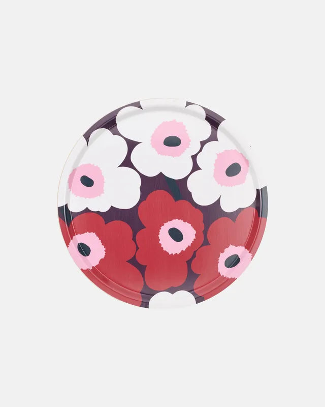 Unikko Tray 46 cm plum cranberry off white rose
