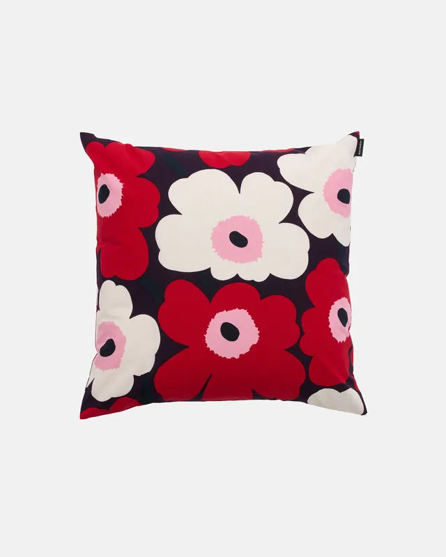 Pieni Unikko Cushion cover 50x50 cm pillow plum cranberry off white rose