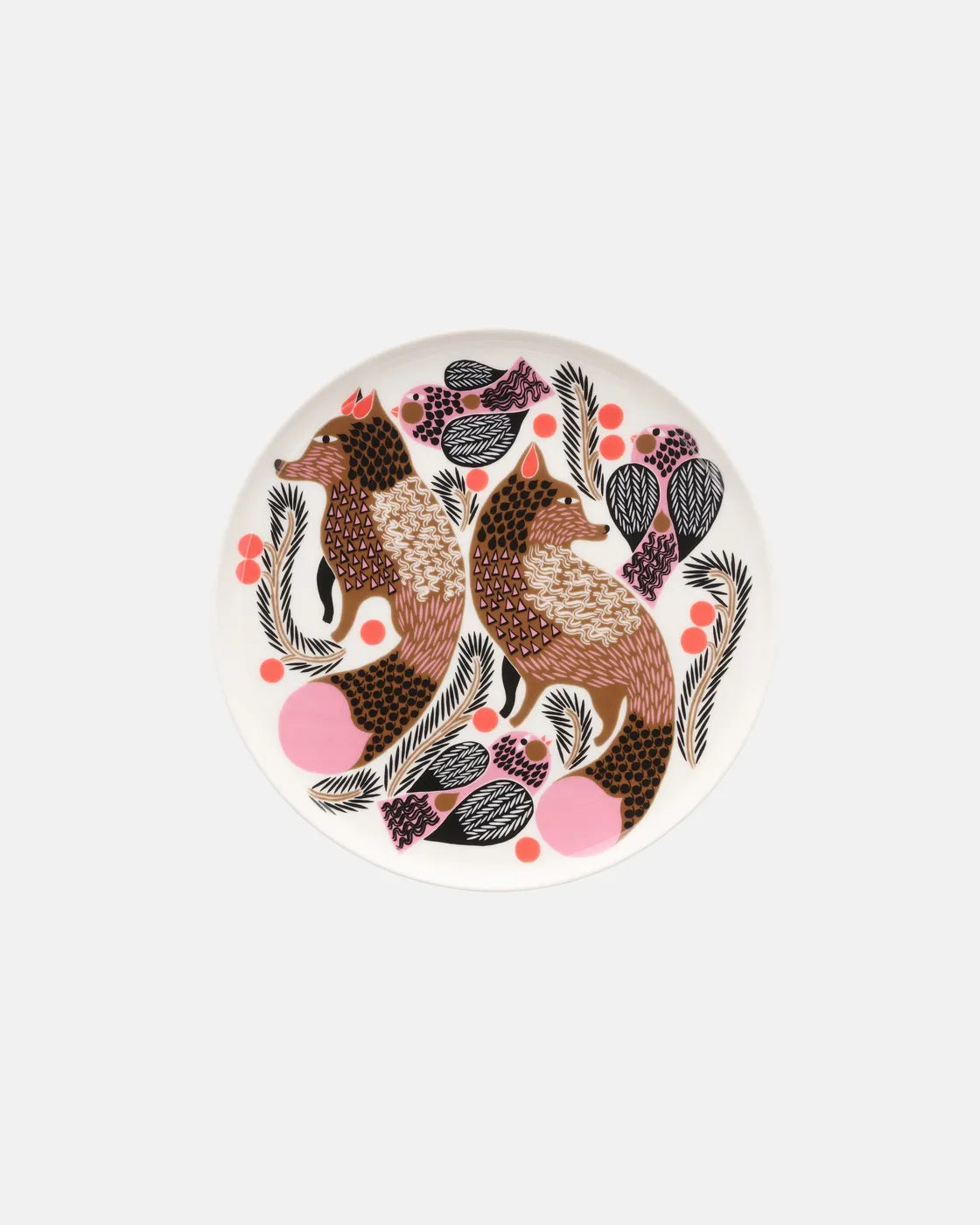Oiva / Ketunmarja Plate 20 cm white, bronze, pink, petrol