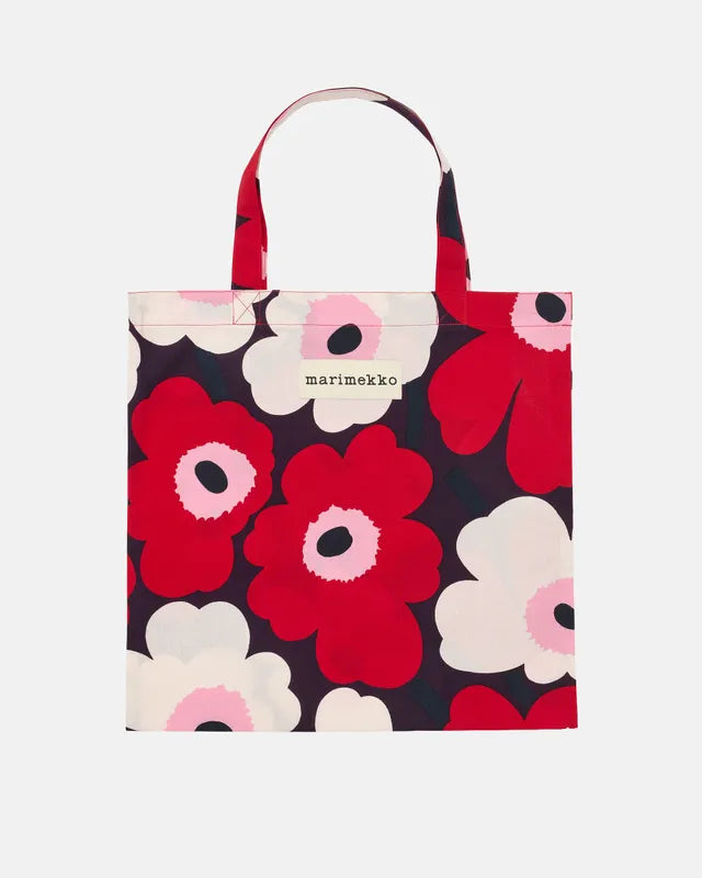 Pieni Unikko Bag 43x44 cm plum cranberry off white rose