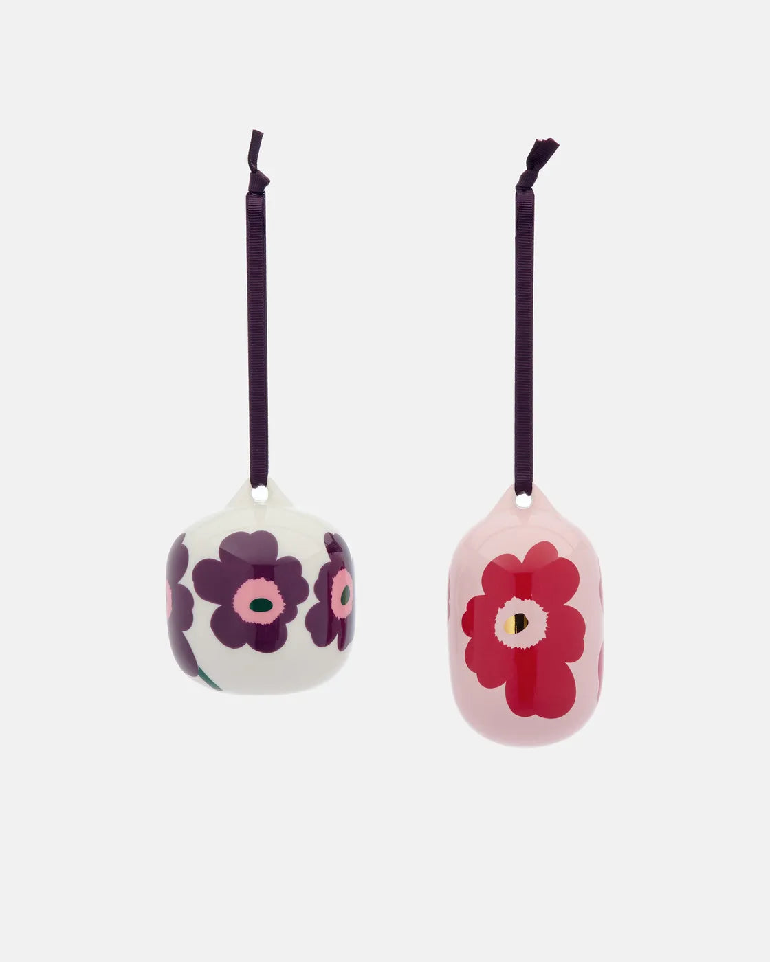 Unikko Collectible ornament 2 pcs pink, cranberry, white, plum