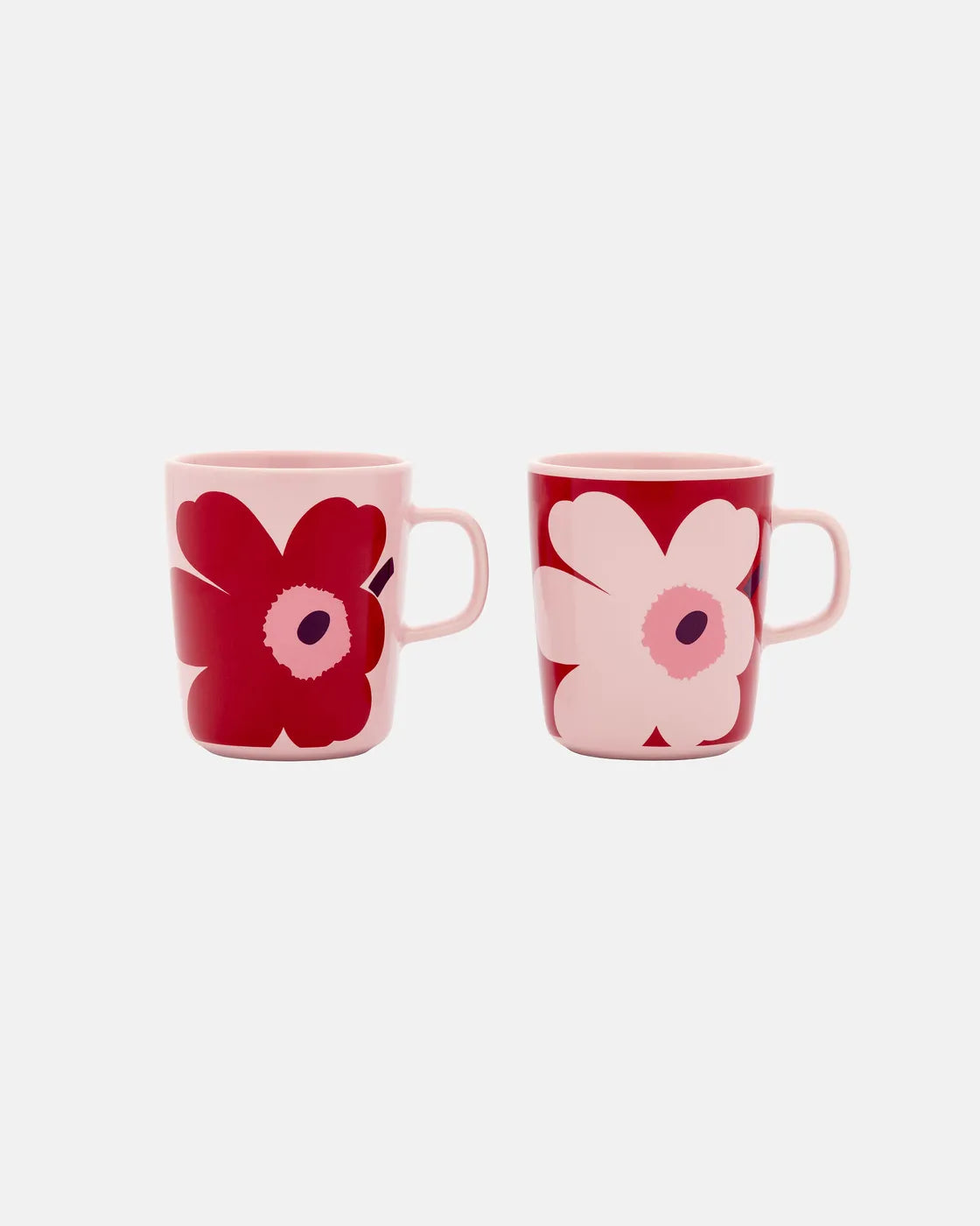 Oiva / Juhla Unikko Mug 2,5 dl 2 pcs pink, cranberry, plum