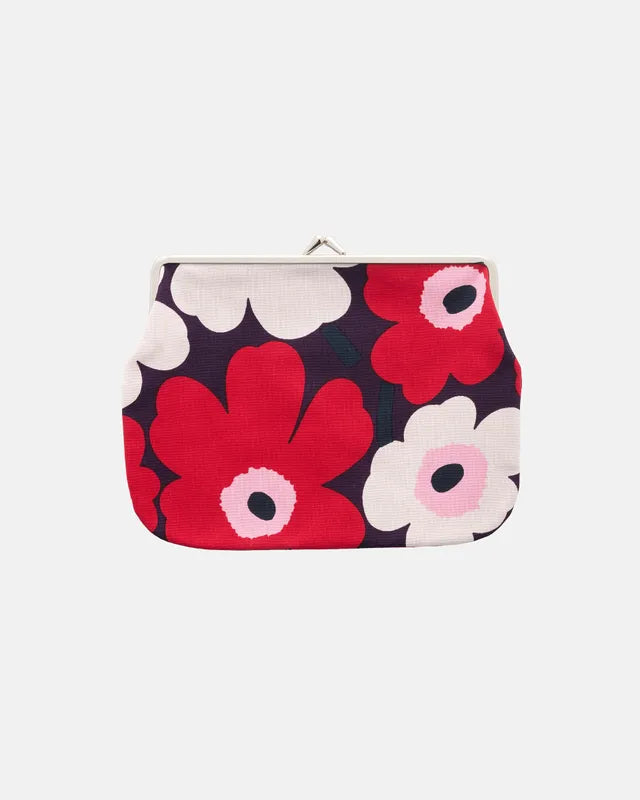 Mini Unikko Puolikas kukkaro Purse plum cranberry off white rose