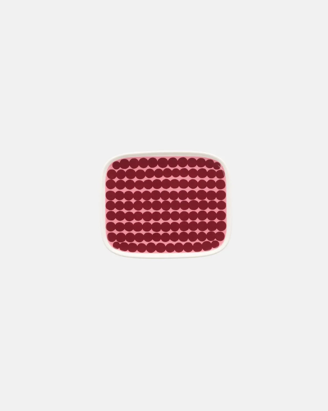 Oiva / Siirtolapuutarha Plate 12x15 cm white, wild rose, wine red
