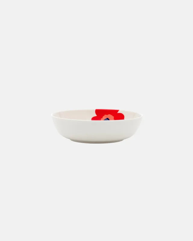 Oiva / Unikko Dish 16 cm white red blue