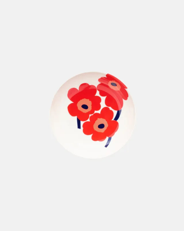 Oiva / Unikko Dish 16 cm white red blue