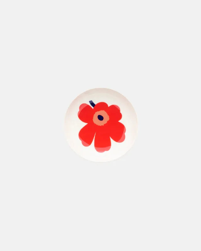 Oiva / Unikko Dish 13 cm white red blue