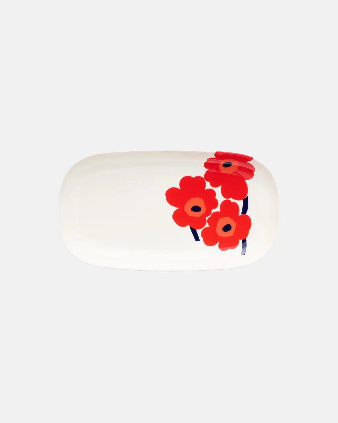 Oiva / Unikko Serving plate 17x32 cm white red blue