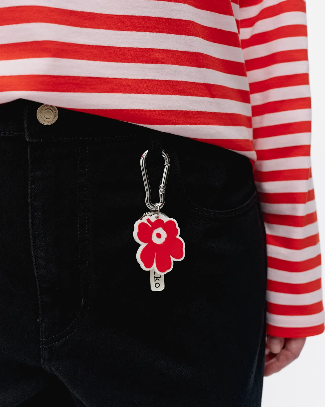 Aallokas Unikko key chain red off white