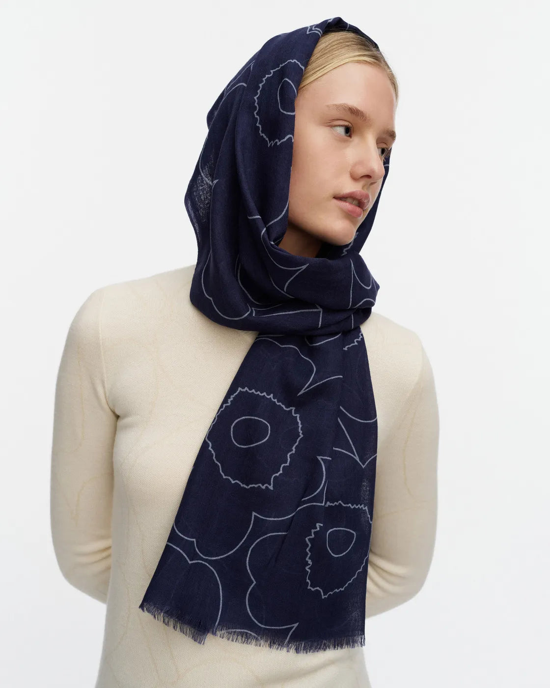 Fiore Piirto Unikko Scarf dark blue light blue