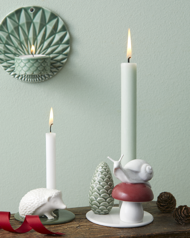 Winter Stories Snail & Mushroom candlestick