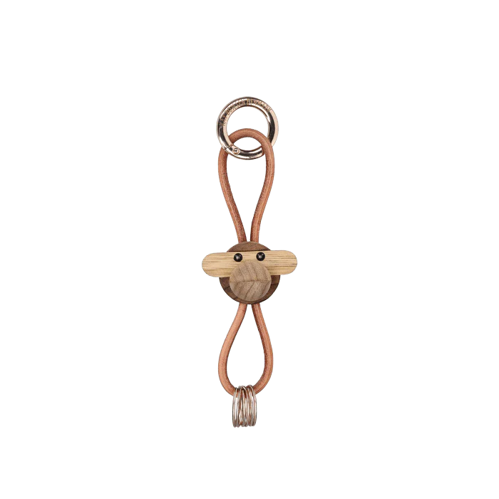 Kay Bojesen Monkey Keychain, Gold/Natural Leather — Studio Pazo