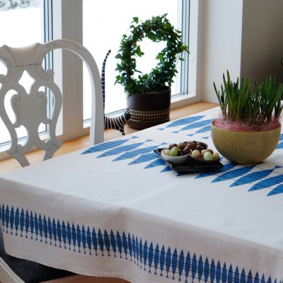 Sill, oil cloth,145x220cm, table cloth blue