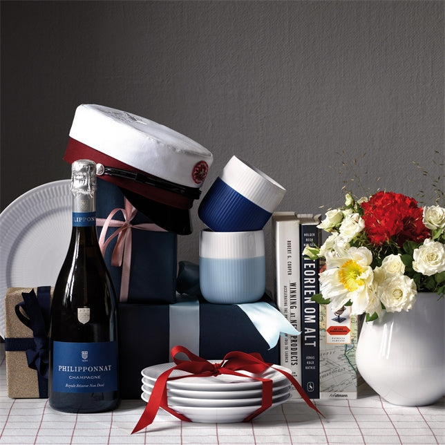 Fluted Contrast Mug 35 cl - Dove Blue