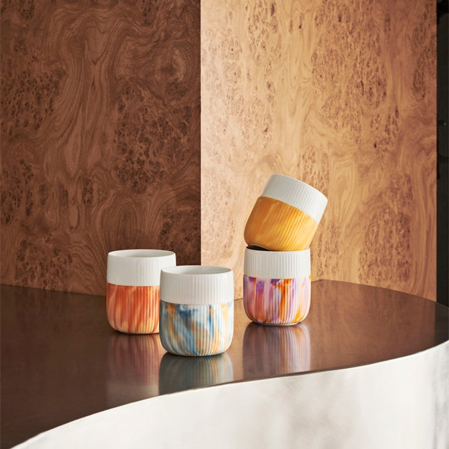 Fluted Contrast Mug 35 cl - Marble Warm Ochre