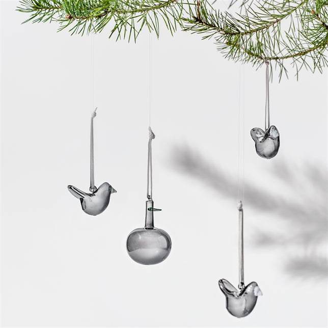 Iittala mini glass birds grey 3set