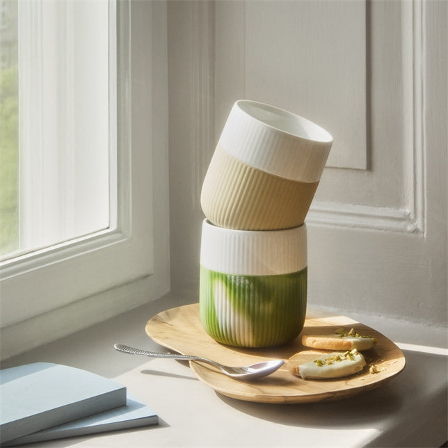Fluted Contrast Mug 35 cl - Marble Green Grass