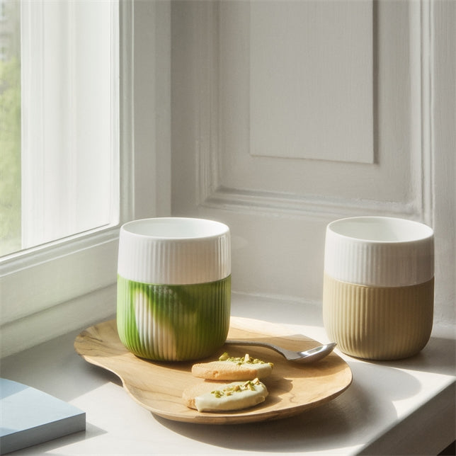 Fluted Contrast Mug 35 cl - Marble Green Grass