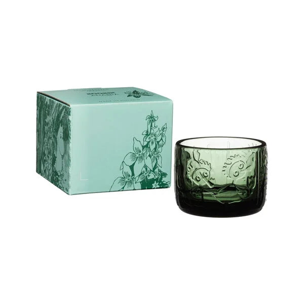 Moomin Arabia tealight candle holder, 58 mm, Mystical Forest pine green