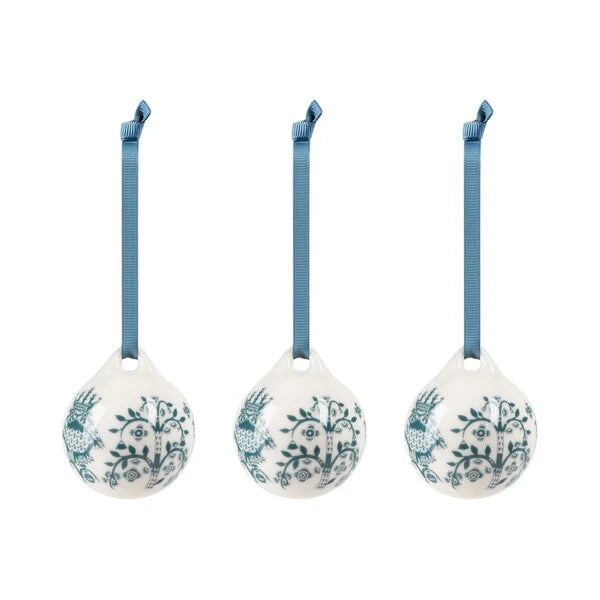 Taika ornament, 5 cm, steel blue, 3 pcs