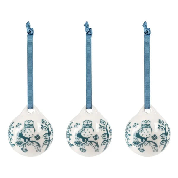 Taika ornament, 5 cm, steel blue, 3 pcs