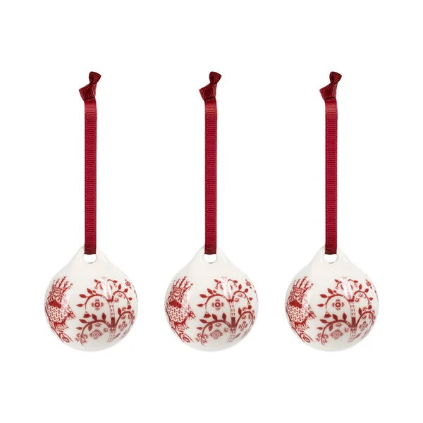 Taika ornament, 5 cm, garnet red, 3 pcs