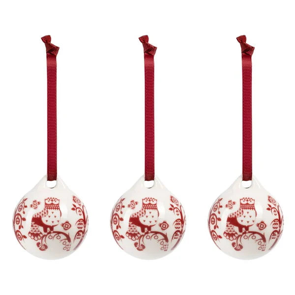 Taika ornament, 5 cm, garnet red, 3 pcs