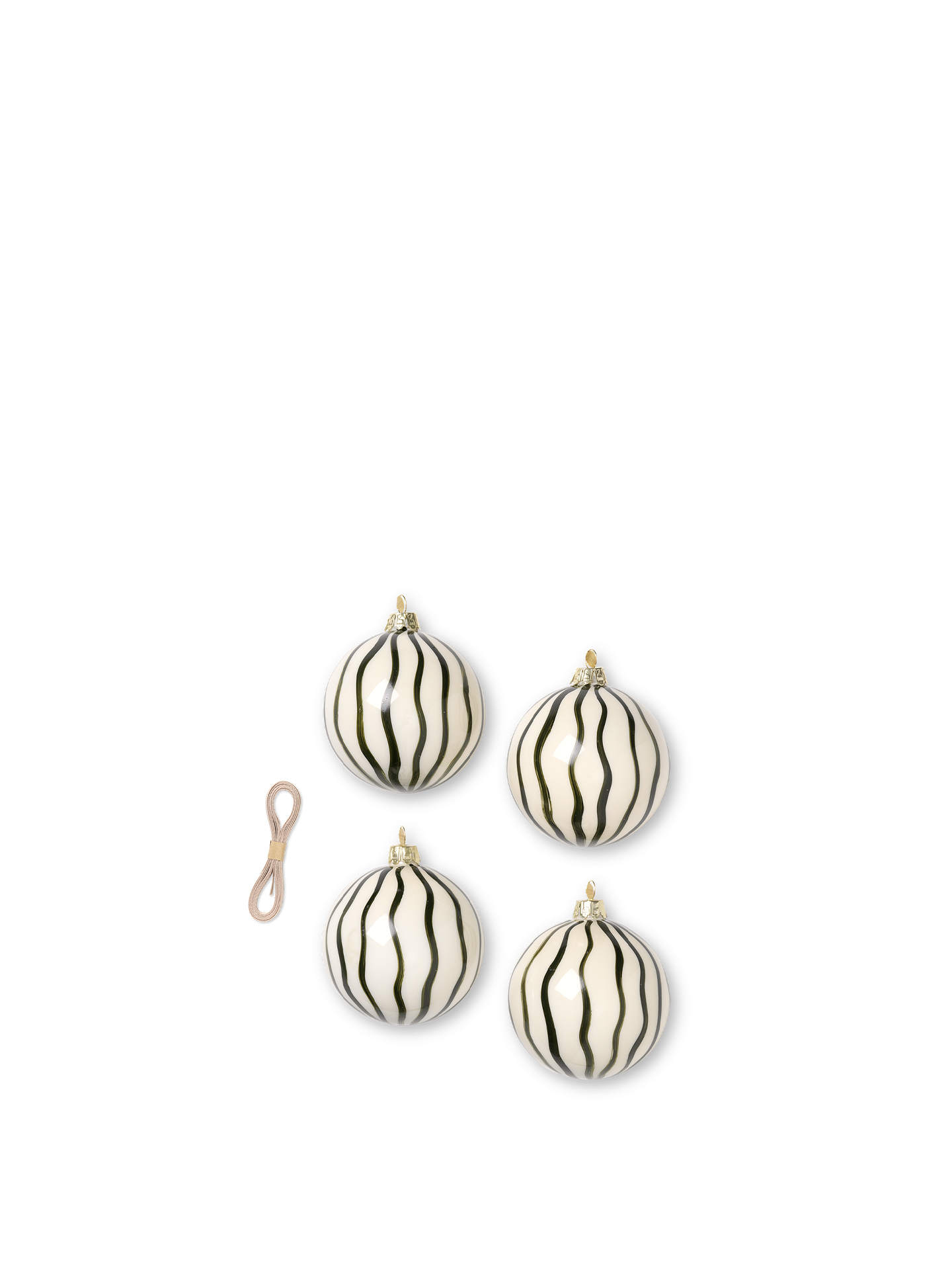 Christm. Glass Ornam. Lines - Set of 4 - Green
