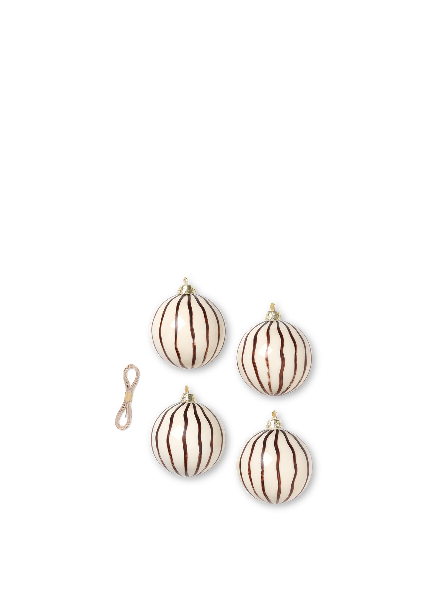Christm. Glass Ornam. Lines - Set of 4 - Red Brown