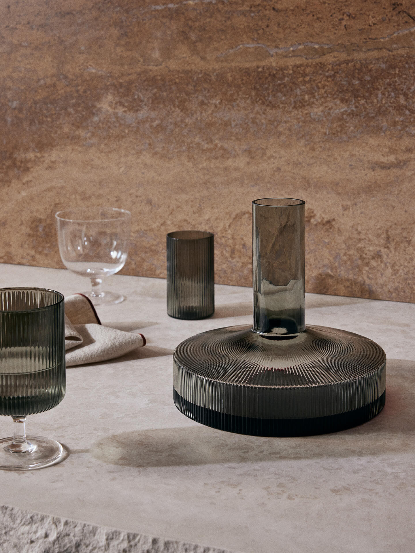 Ripple Wine Carafe - Smoked Grey