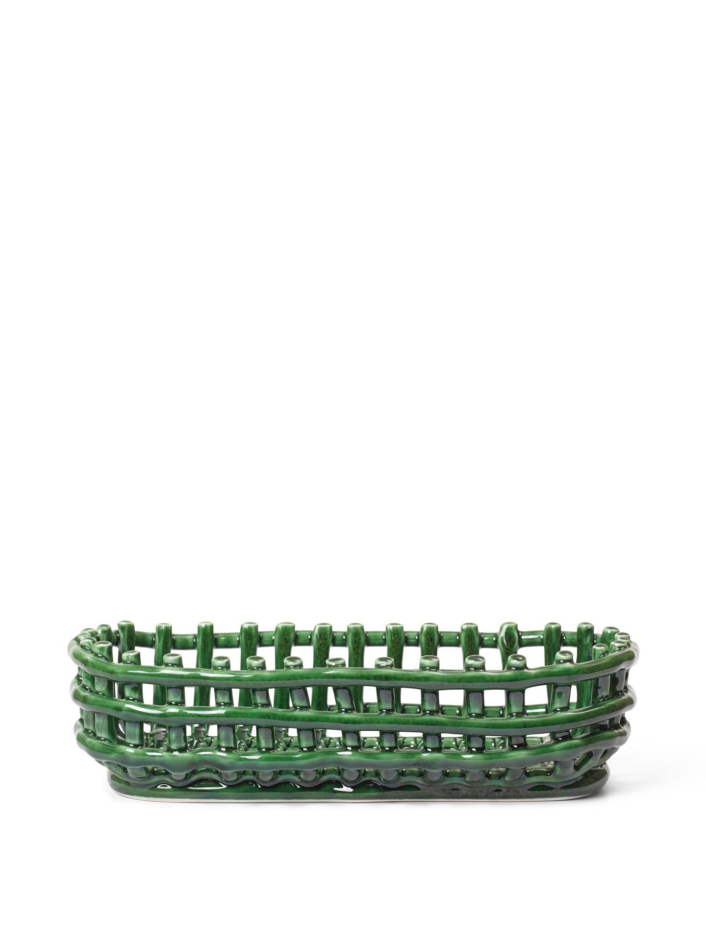 Ceramic Basket - Oval - Emerald Green