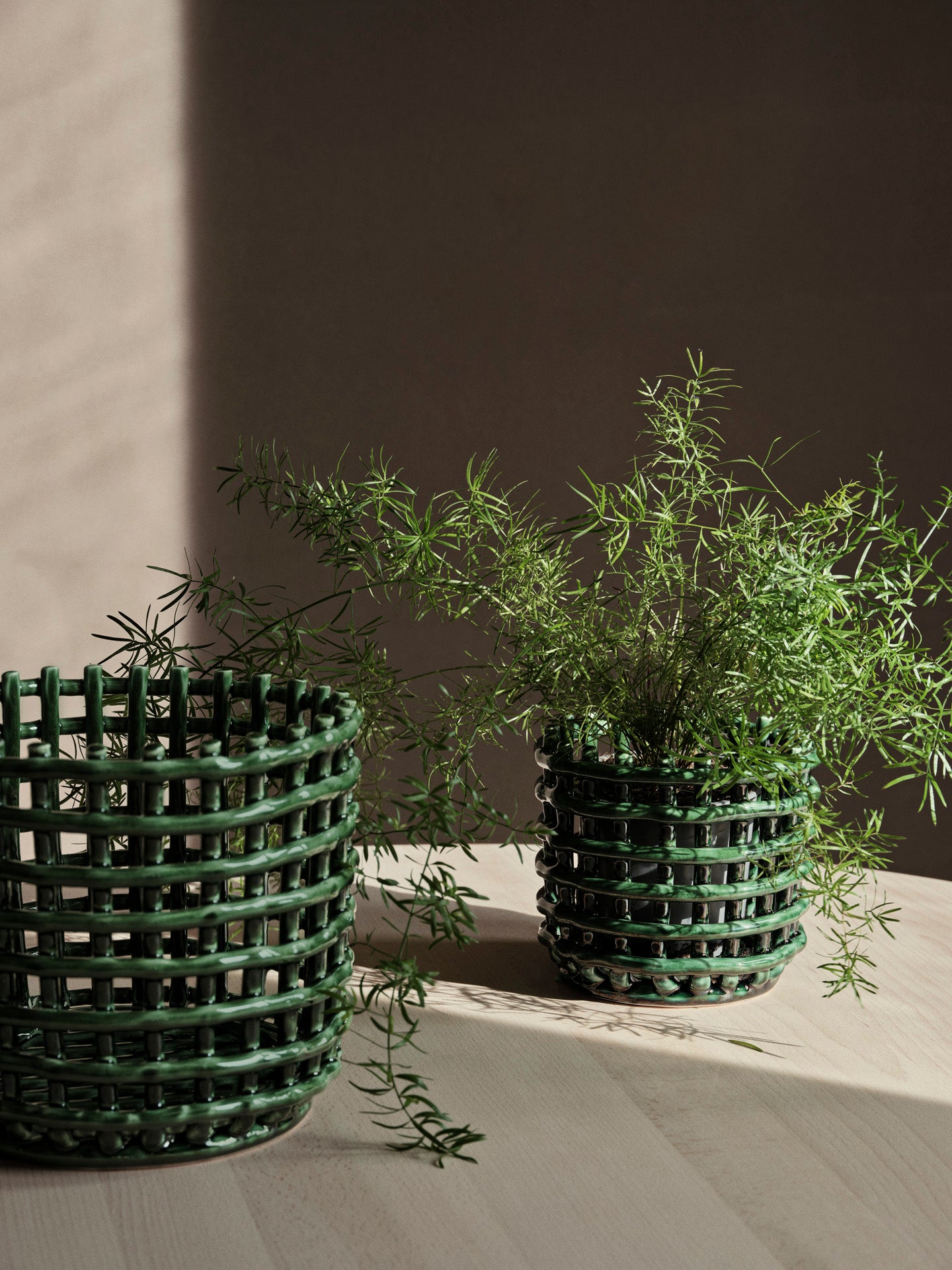 Ceramic Basket - Small - Emerald Green