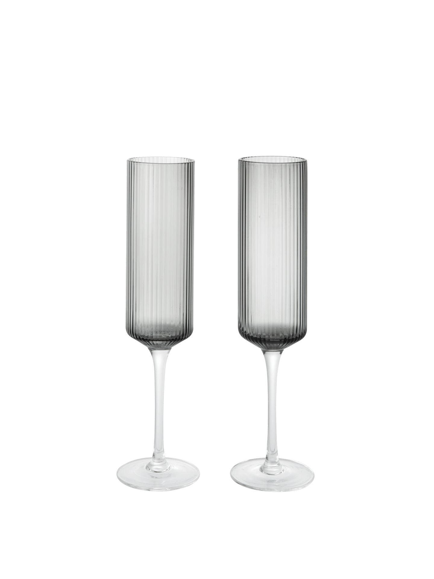 Ripple Champagne Flutes - Set of 2 - Smoked Grey