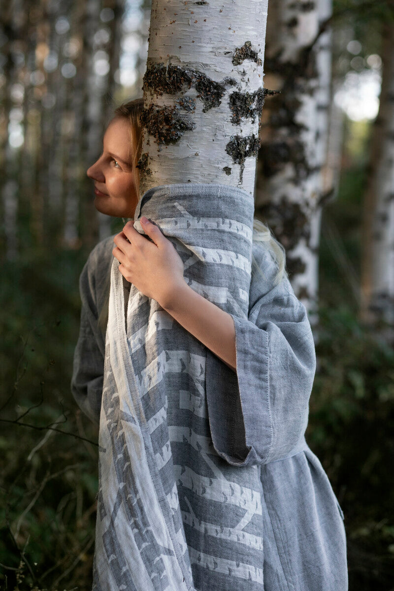 KOIVU towel 95x150cm 9/white-grey