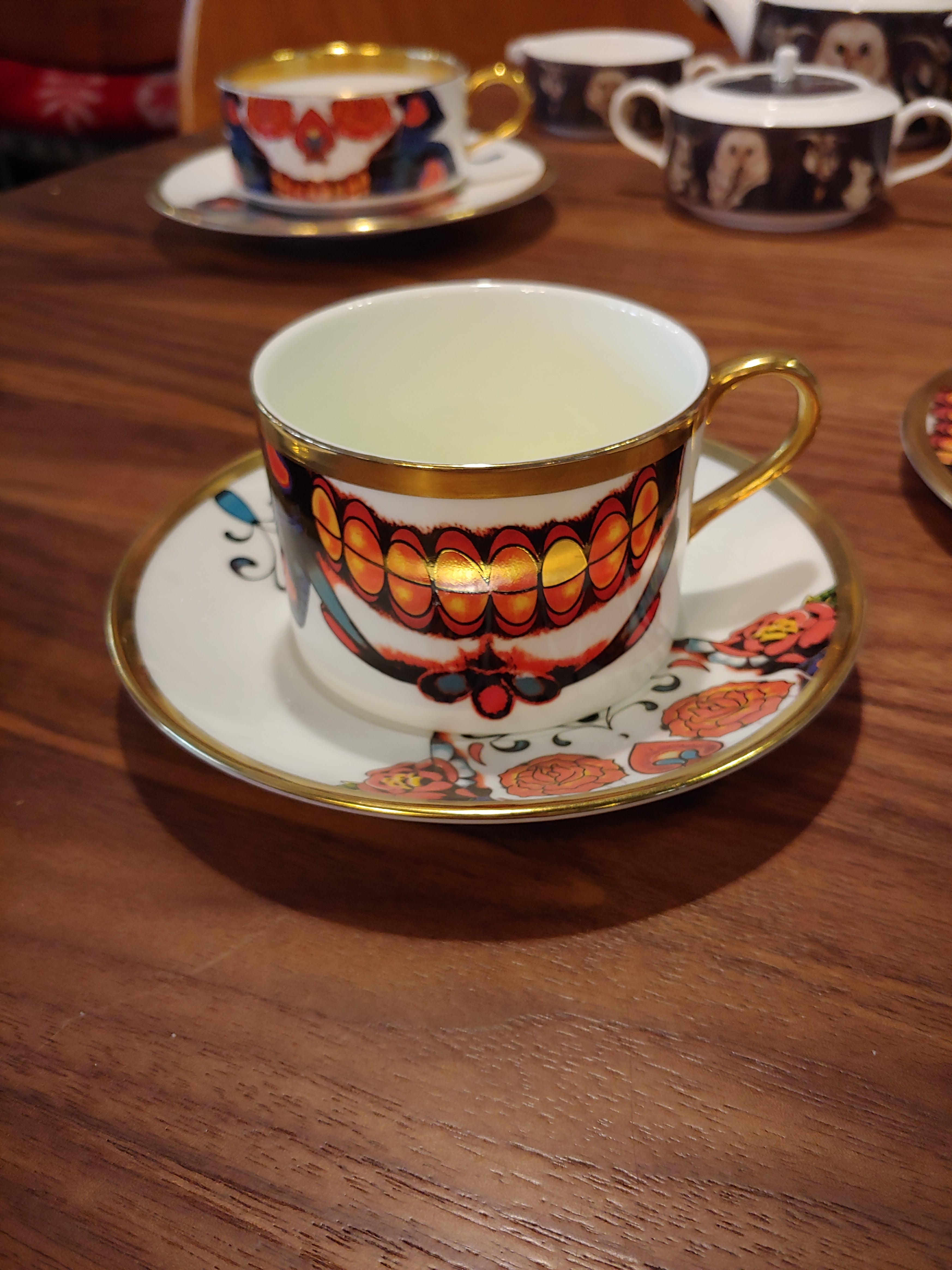 New English Bone China Inkhead Skull latte cup saucer