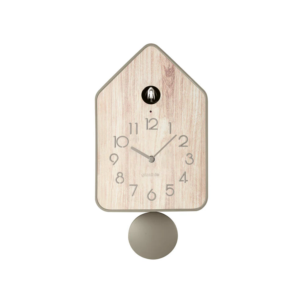 'QQ-UP' WALL CLOCK WITH PENDULUM "HOME" Wood Taupe